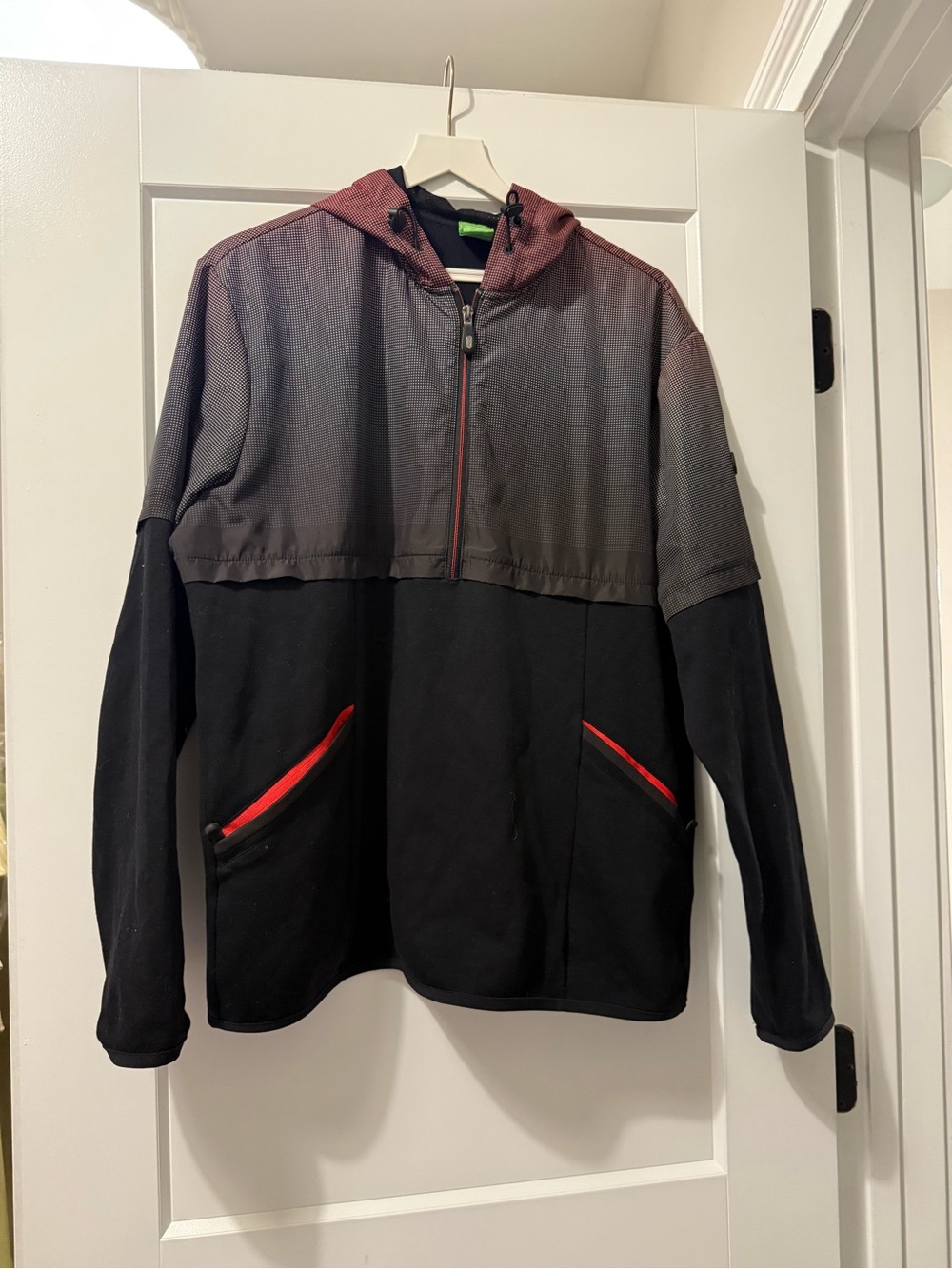 Boss Black and red Hooded Half-Zip Jacket with Red Accents